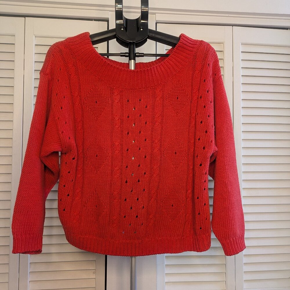 Knit Knit-sz: Lrg. Salmon Crocheted Sweater